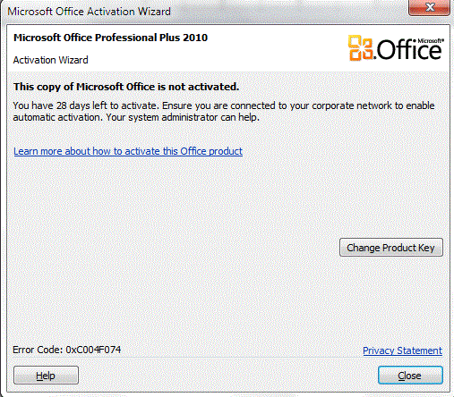 remove microsoft office activation wizard